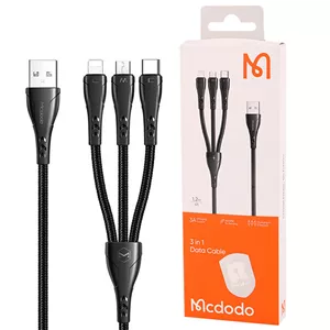 کابل سه سر فست شارژ 3 آمپر مک دودو CA-696 طول 1.2 متر