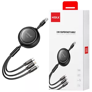 کابل 3 سر فست شارژ 100 وات هیسکا LX-34 طول 1.2 متر
