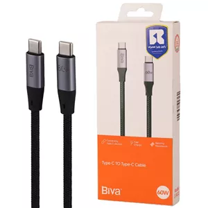 کابل دو سر تایپ سی فست شارژ 60 وات بیوا C-34CC طول 1.2 متر