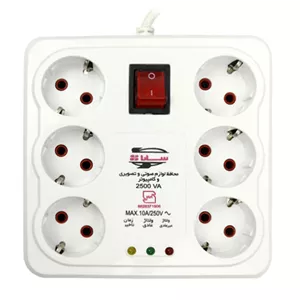 محافظ برق صوتی تصویری 6 خانه ارت دار سارا P256C با کابل 3 متری