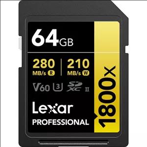 کارت حافظه لکسار Lexar 64GB Professional 1800x UHS-II SDXC Memory Card