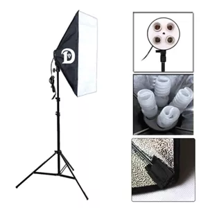 کیت سافت باکس به همراه هولدر 4 لامپ Diamond و پایه