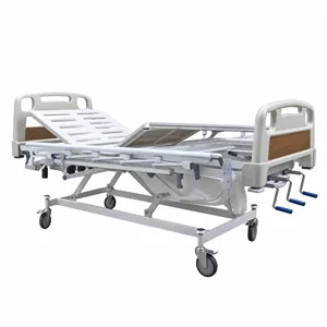 تخت بیمارستانی مکانیکی سه شکن تنظیم ارتفاع شاسی قوی رویه ABS