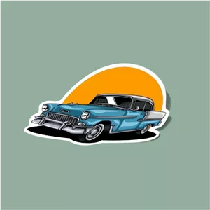 استیکر ردپا ماشین کلاسیک آبی