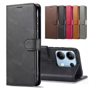 کیف چرمی Xiaomi Redmi Note 13 Pro 4G مدل لپ تاپی جاکارتی دار (محافظ لنزدار)