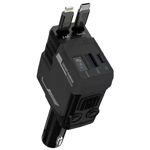 شارژر فندکی فست شارژ 66W Max با 2 کابل جمع شونده تایپ سی و لایتنینگ مدل A1