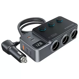 شارژر فندکی خودرو 120 وات پرودو مدل  Porodo 120W Car Charger Hub Triple-Port PDFWCH070DG