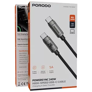کابل شارژ 240 وات پرودو تایپ C به تایپ C مدل PowerSync