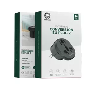 مبدل برق یونیورسال گرین لاین EU Plug 2 با طراحی ایمن و قابل حمل | GNUVEUPLG2BK
