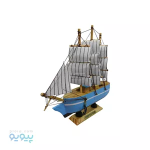 ماکت کشتی بادبانی چوبی بدنه آبی