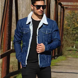 کت جین خز دار سرمه ای فول کش درجه یک