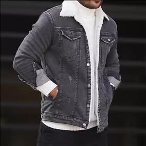 کت جین ذغالی خزدار ذغالسنگی سنگشور مردانه کد 1342