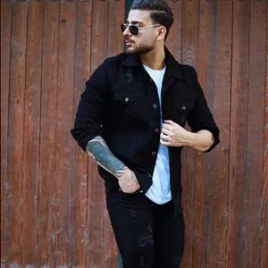 کت جین مشکی مردانه نیم لش قواره دار-اسپرت و جذاب❤️‍🔥