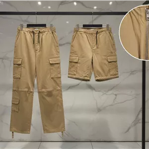 شلوار کارگو کرم مردانه با قابلیت تبدیل شدن به شلوارک (جدید) با زیپ روی زانو