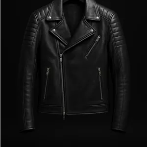 جکت چرم یقه انگلیسی زیپ کج مشکی کیفیت استثنایی| اورجینال دیلم