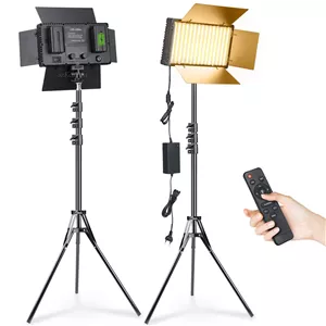 کیت دوتایی نور LED شیدر دار حرفه ای RGB همراه پک باطری و شارژر