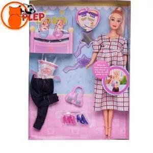 عروسک باربی حامله پیراهن چهارخانه Defa Lucy