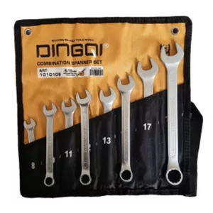 ست آچار صنعتی 8 عددی 8تا19 یک سر تخت و رینگی دینگی DINGQI مدل 1010108