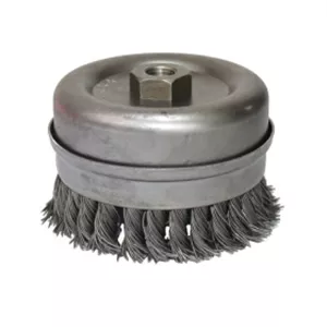 برس کاسه ای طوقه دار بافته سایز 70 مهره دار مخصوص مینی فرز سه ستاره جهان برس (کاسه خاکستری - سیم خاکستری) کوچک