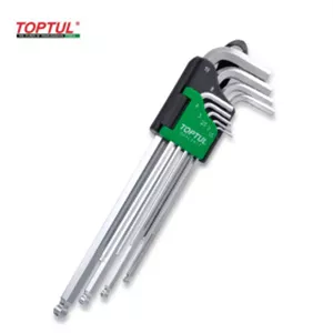 آچار آلن بلند شش گوش9عددی L شکل ته گرد تاپ تول TOPTUL مدلGAAL0917