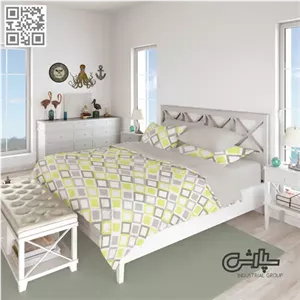 لحاف روتختی اسپرت چهارخانه لیمویی - کتان (107) 