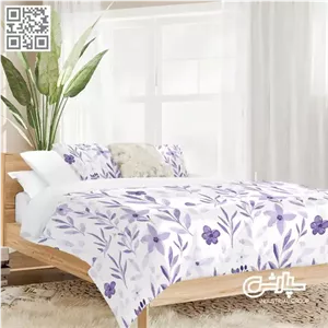 لحاف روتختی دخترانه آبرنگی یاسی سفید - کتان (306) 