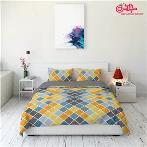 لحاف روتختی لوزی نارنجی طوسی - کتان (324) 