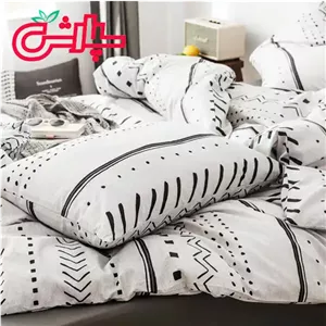 لحاف روتختی بوهو سفید مشکی - مخمل ابریشم (338) 