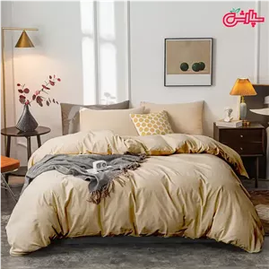 لحاف روتختی ساده بژ طوسی - تمام کتان 