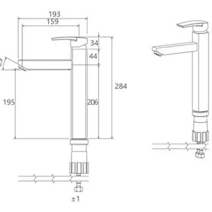 شیر روشویی پایه بلند شودر مدل یونیک پلاس