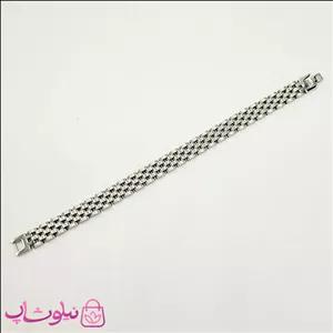 دستبند مردانه زنانه استیل طرح رولکس نقره ای کد 600