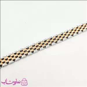 دستبند استیل طرح رولکس دو رنگ رزگلد نقره ای کد 600