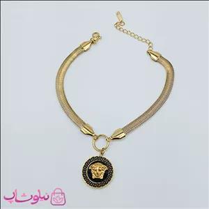 دستبند زنانه ورساچه مشکی با زنجیر ماری کد 2391