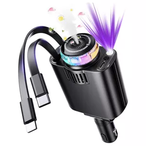 شارژر فندکی خودرو W&O مدل Starlight پنج کاره با رایحه افشانی و نورپردازی