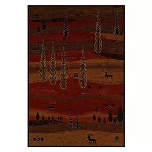 فرشینه مخمل ترک طرح گبه سرو قهوه ای کد L6-213 - 50×80 (پادری کوچک)