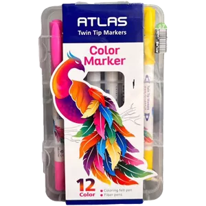 ماژیک رنگی دو سر 12 رنگ اطلس