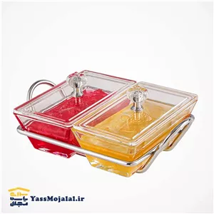 اردو خوری شیشه ای مستطیل 2 خانه لیمون 