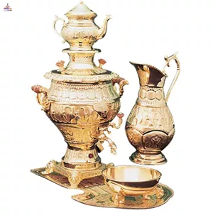 سماور برقی پلان مدل 6432 با روکش طلای 24 عیار و قلمکاری دستی