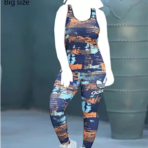 ست تاپ شلوار سایز بزرگ ورزشی زنانه adidas کد 004
