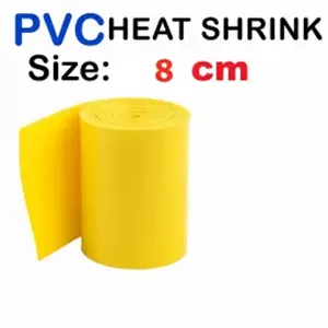 شیرینگ حرارتی باتری PVC نازک عرض 8 سانت یک متر -زرد 40میکرون