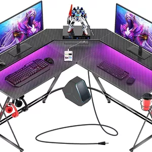 میز گیمینگ شکل L با نوار LED مدل Chulovs Gaming Desk 50.4 with LED - ارسال 10 الی 15 روز کاری