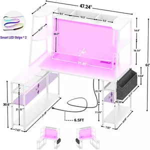 میز گیمینگ شکل L با هاچ و قفسه مدل L Shaped Gaming Desk with Hutch - ارسال 15 الی 20 روز کاری