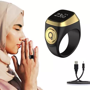 luvspark Smart Ring Counter for MenDigital Tasbeeh Tasbih Finger Counter Muslim Islamic Prayer Smart Rings Unisex Azan Alarm Clock Finger Counter Gifts 5 Prayer Time Reminder Pray Trackers - ارسال 15 الی 20 روز کاری