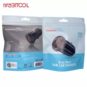 شارژر فندکی فست شارژ 36 وات پرودو Porodo Blue Dual Port 36W Car Charger FWC037