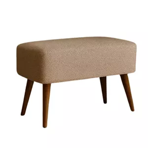 پاف نیمکت نشسته دو نفره پایه چوبی رنگ کرم