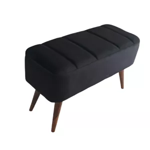 پاف نیمکت نشسته دو نفره پایه چوبی رنگ ذغالی