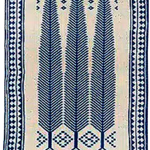 زیلو دستباف سنتی یزد طرح سه سرو رنگ آبی-سفید (دورو)