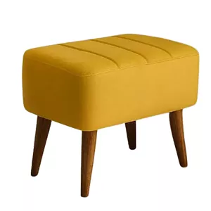 پاف نیمکت نشسته دو نفره پایه چوبی رنگ خردلی