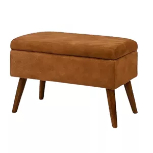 پاف نیمکت نشسته دو نفره باکس دار پایه چوبی رنگ شکلاتی