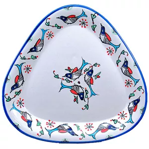 دیس مثلثی بزرگ نقش مرغی رنگی